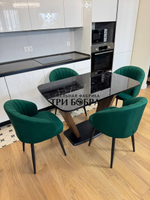 Кухонный раскладной стол "Прадо" черный мрамор и 4 стула Палермо