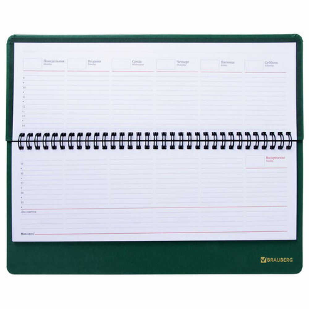 Планинг настольный недатированный (305x140 мм) BRAUBERG "Select", балакрон, 60 л., зеленый, 111695