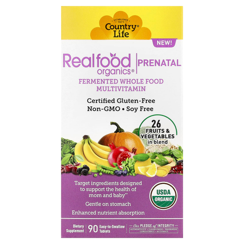 Country Life, Realfood Organics®, для беременных, 90 таблеток, которые легко глотать