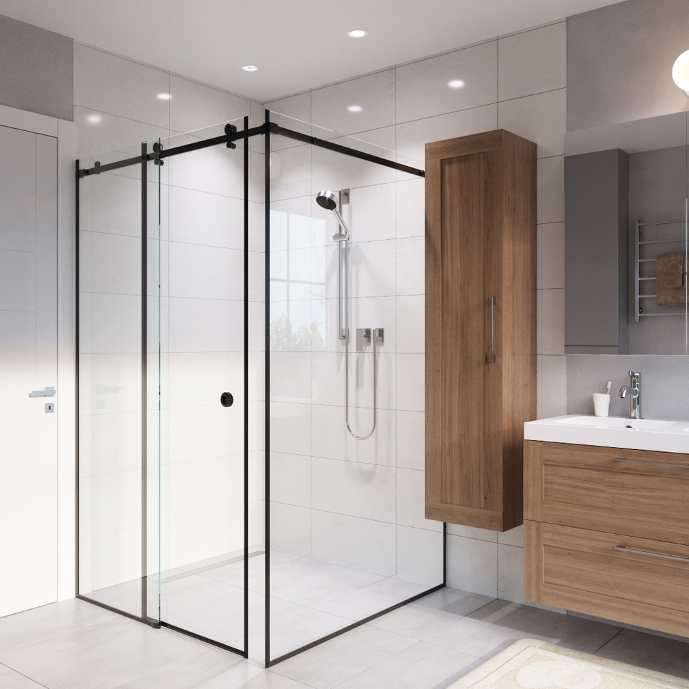 Квадратная угловая 90° с одностворчатой раздвижной дверью 1900 х 900 х 900