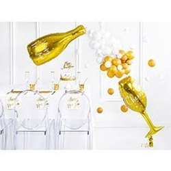ПД Фигура, Бутылка шампанского, Happy New Year, Золото, 33"/82 см * 13"/32 см, 1 шт. (В упаковке)