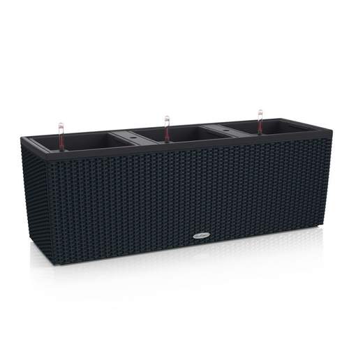 Кашпо Lechuza "Trio Cottage Complete graphite black" (пластик), 130x42xH44 см