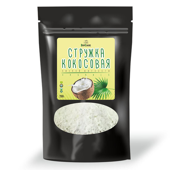Стружка кокосовая низкой жирности  BONCOCOS, Шри-Ланка, 250г.