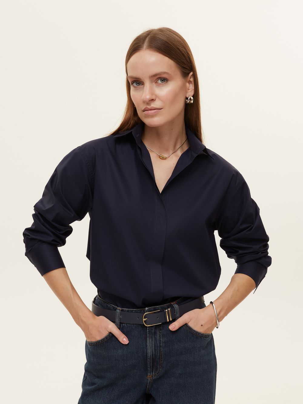 Рубашка Хельсинки чернильно-синий хлопок