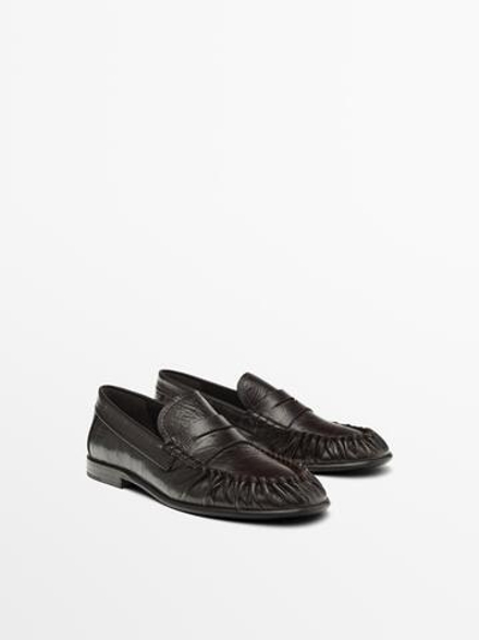 Massimo Dutti Лоферы из тисненой кожи, коричневый