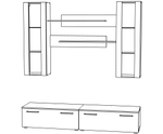 Гостиная 25 Белый Фасадный 0101 PE / Черный 0190 PE 200*45*160 см,    Фиеста