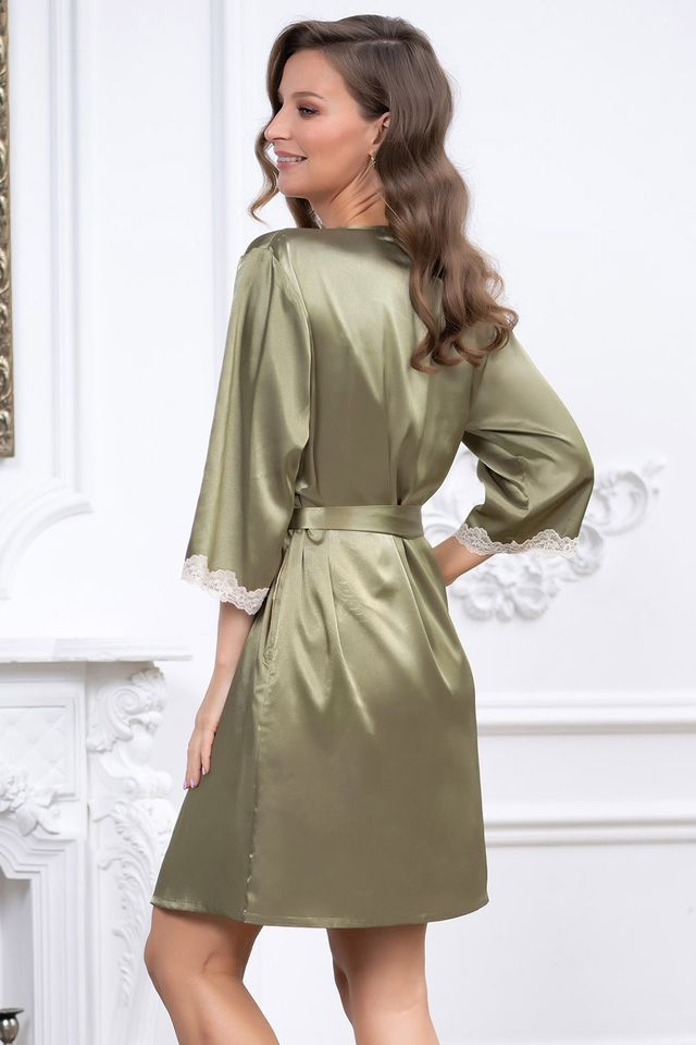 Короткий оливковый халат Julia