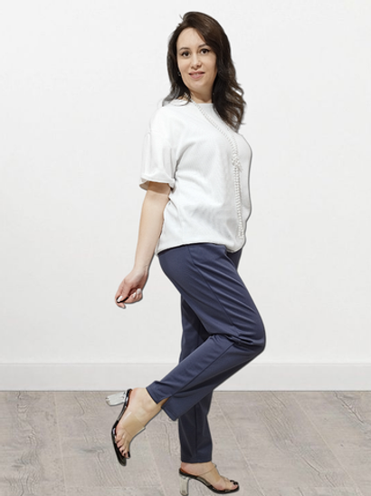 21401 Брюки женские внизу с разрезами трикотаж Диор темно-серый (60)