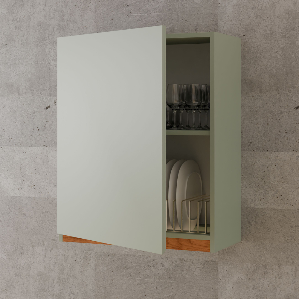 Шкаф навесной, 60х32х75, Малага, кухонный модуль, для сушки посуды, кухонный гарнитур, в ванну и кухню, зеленый, Dipriz