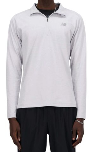 Мужская теннисная футболка с длинным рукавом New Balance Space Dye 1/4 Zip - athletic grey