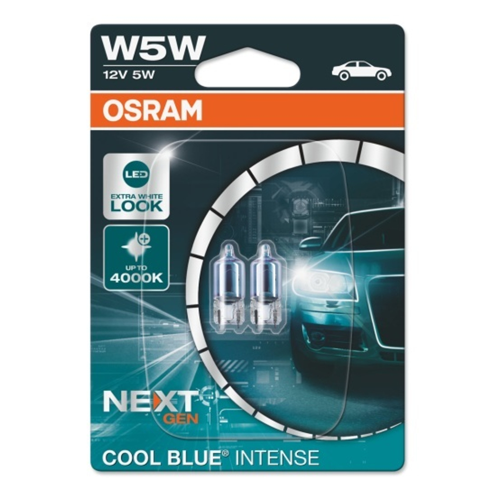 Автолампа  W 12-W 5W стек. цоколь 4000K Cool Blue Intense Osram (уп10шт) #2825CBN ORIGINAL