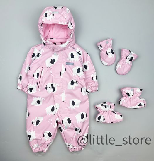 Комбинезон демисезонный "Слоники" Нежно-розовый