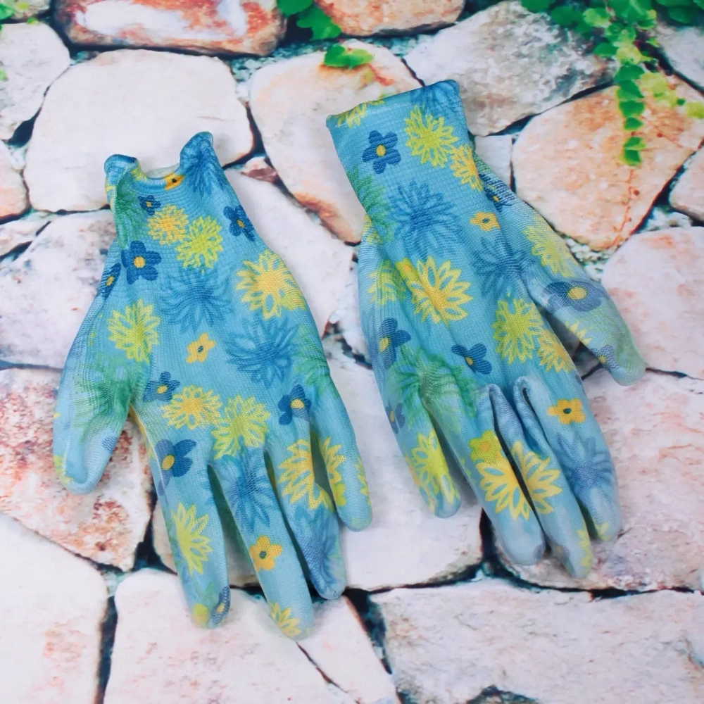 Перчатки нейлоновые «Фантазия-Васильки» с ПВХ покрытием полуоблитые 8 р-р б/блистера