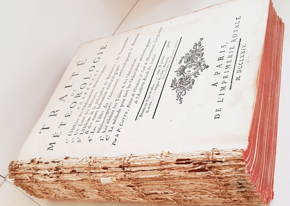 "Traite de meteorologie (Трактат о метеорологии " Cotte Louis.  1774 г. Антикварная книга
