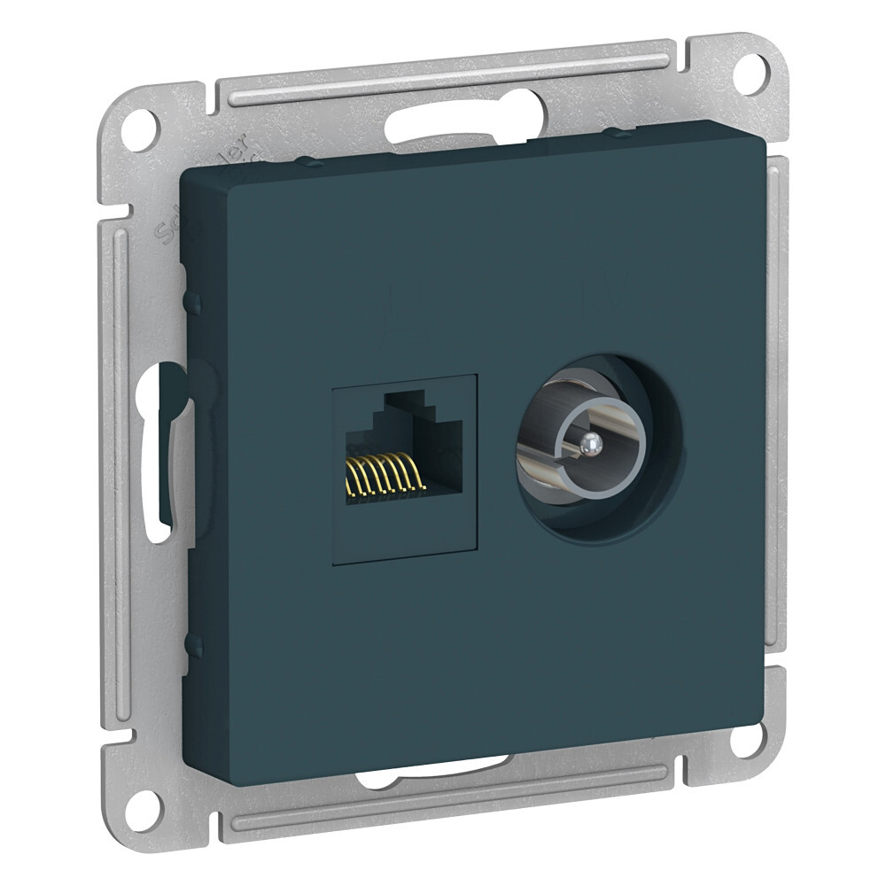 ATLASDESIGN РОЗЕТКА двойная ТВ + компьютерная RJ45, кат. 5Е, ИЗУМРУД ATN000889