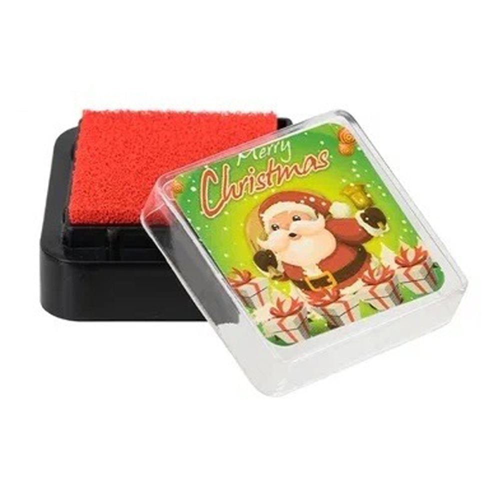 Штамп детский Basir с 3 сменными роликами и штемпельной подушкой, 9 см, серия "Новый год", красный