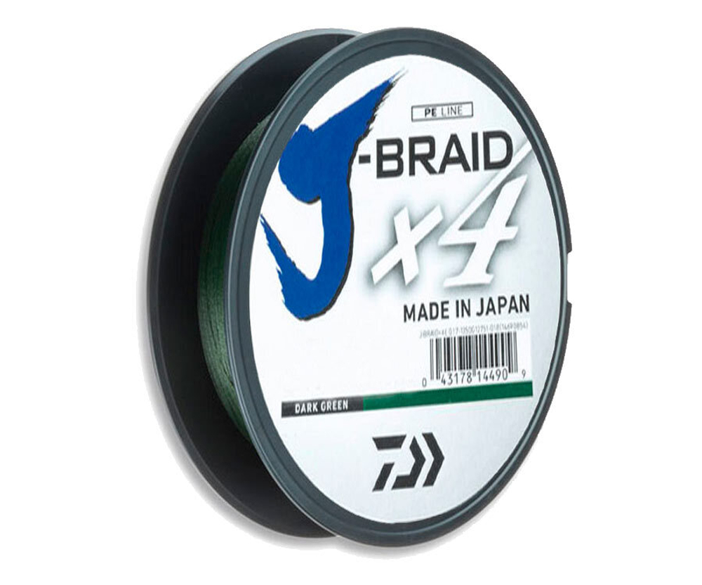 Плетеный шнур Daiwa J-Braid X4 Dark Green 0,25мм 135м