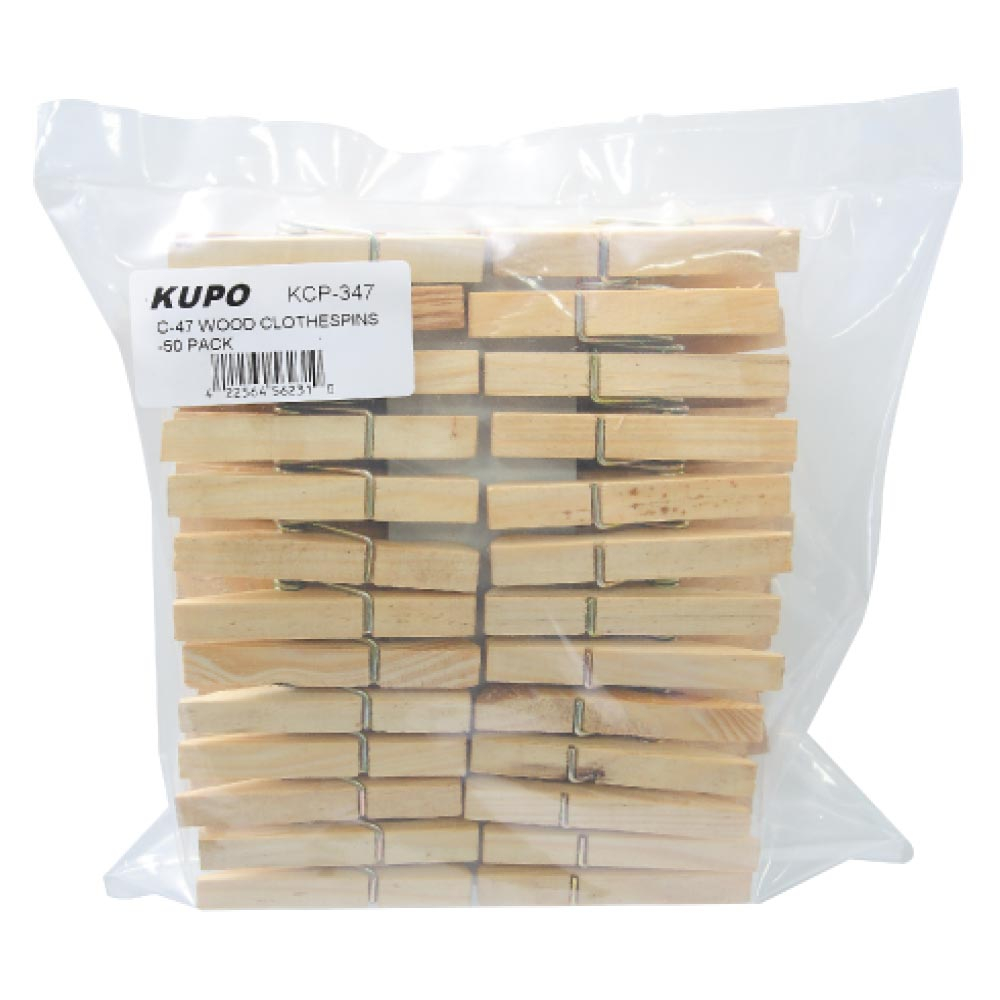 KUPO KCP-347 C47 spring type clothespin (50 pc per bag). Прищепка деревянная (50 шт)