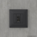 HDMI розетка одинарная в стену, тип А-А, "Avanti", "Черный матовый"