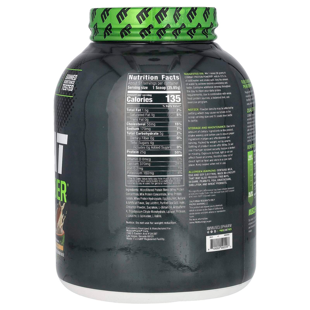MusclePharm, Combat Protein, порошок из протеина, со вкусом орчаты, 1,8 кг (4 фунта)