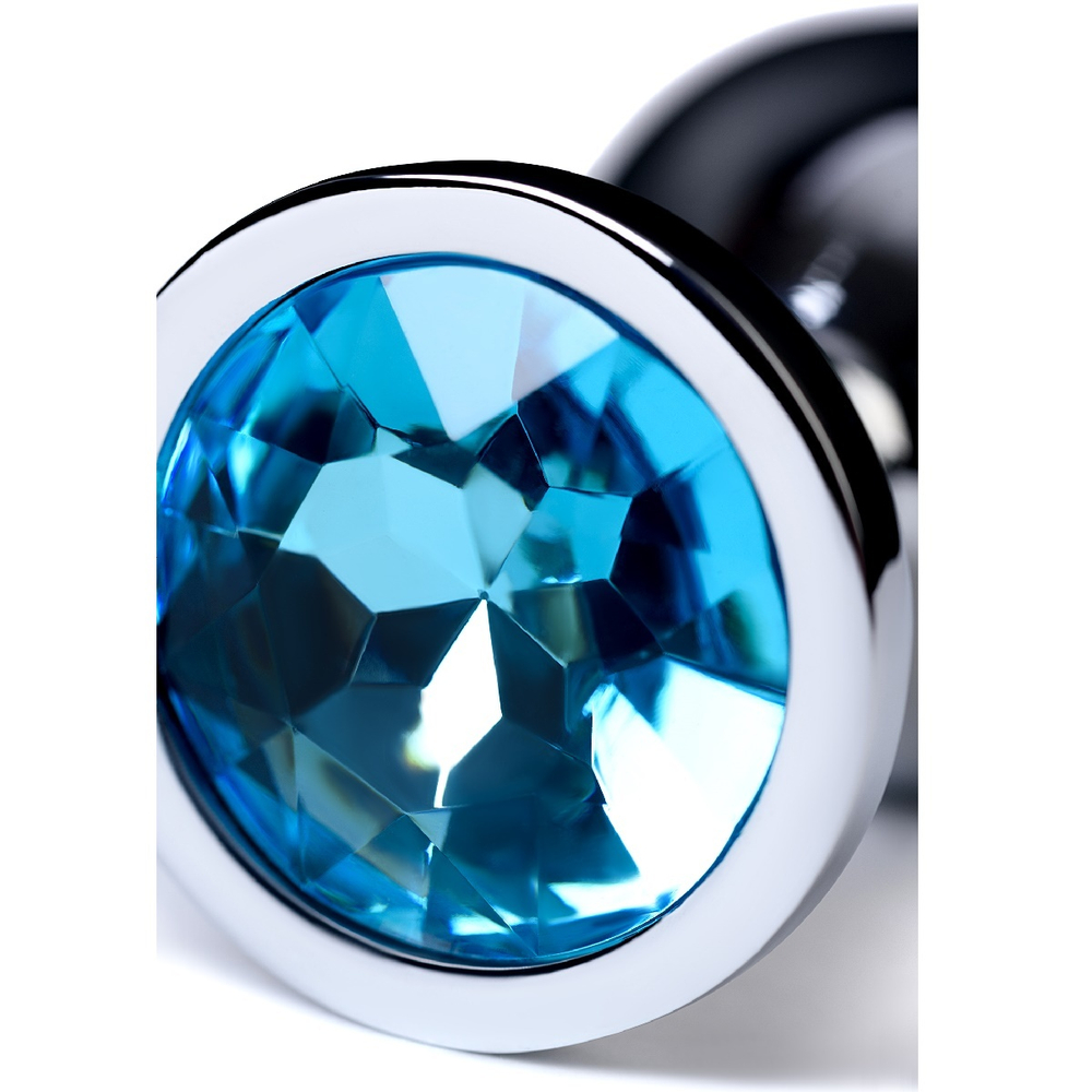 Анальная втулка с кристаллом Medium голубой 8 см