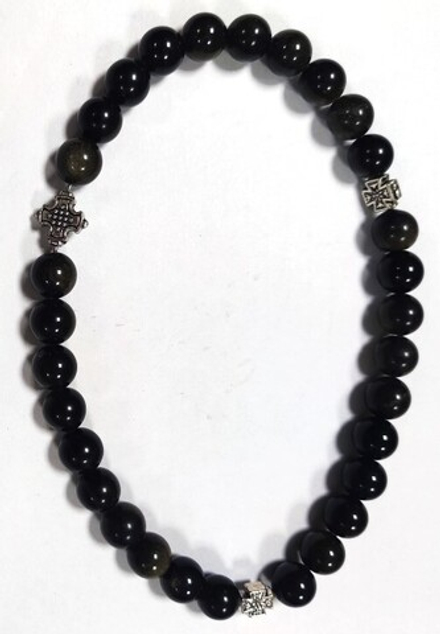 Четки из натурального камня. Обсидиан 30 зерен d=10 мм (Народный Промысел)