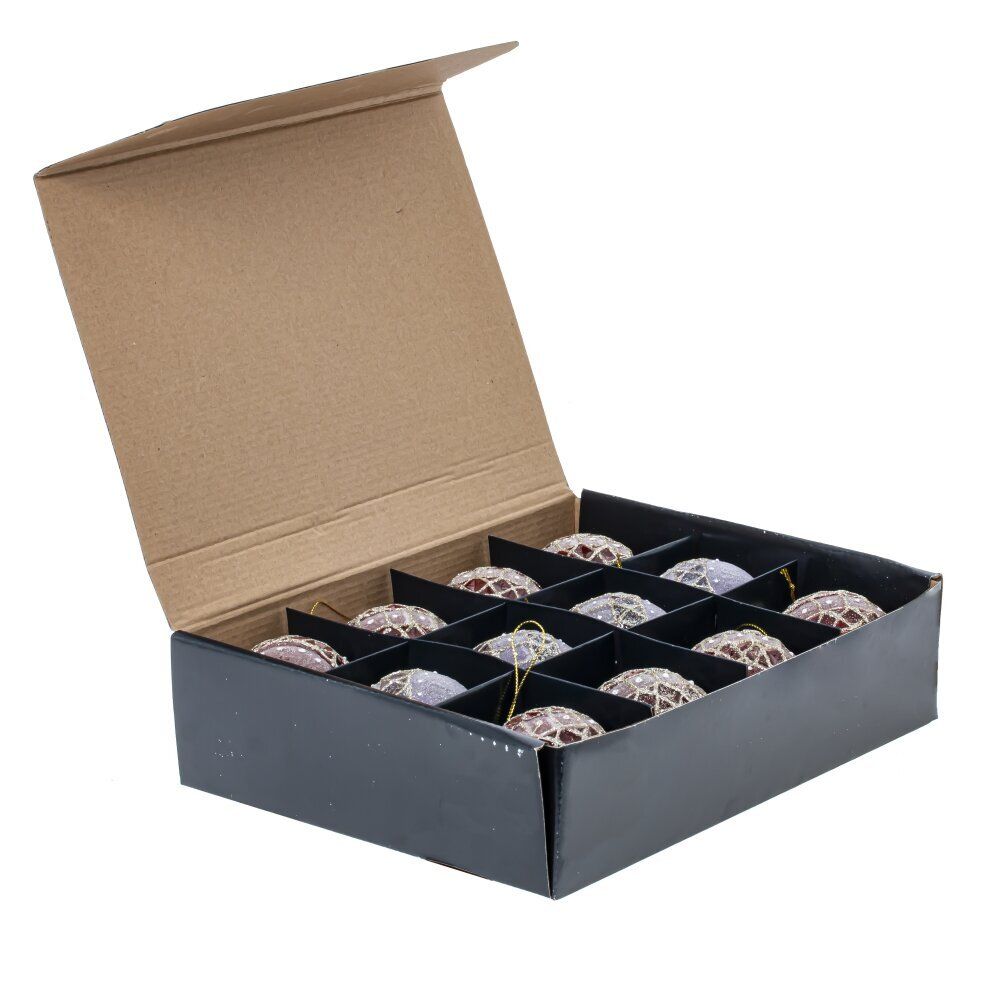 GAEM Набор из 12шт Украшение новогоднее "Шар", D 7.5 см, L34 W25 H9 см