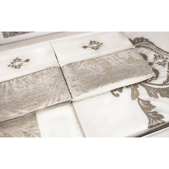 Постельное белье FORTUNY крем лен жаккард  deluxe TIVOLYO HOME Турция