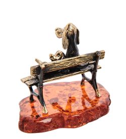 AM- 406 Фигурка «Собаки в парке» (латунь, янтарь)