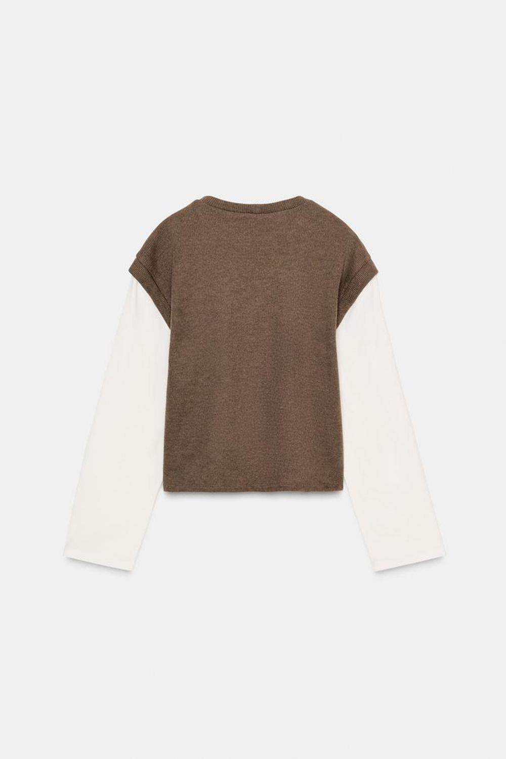 ZARA ФУТБОЛКА С КОМБИНИРОВАННЫМ ЖИЛЕТОМ, ЭКРЮ/БЕЖЕВЫЙ