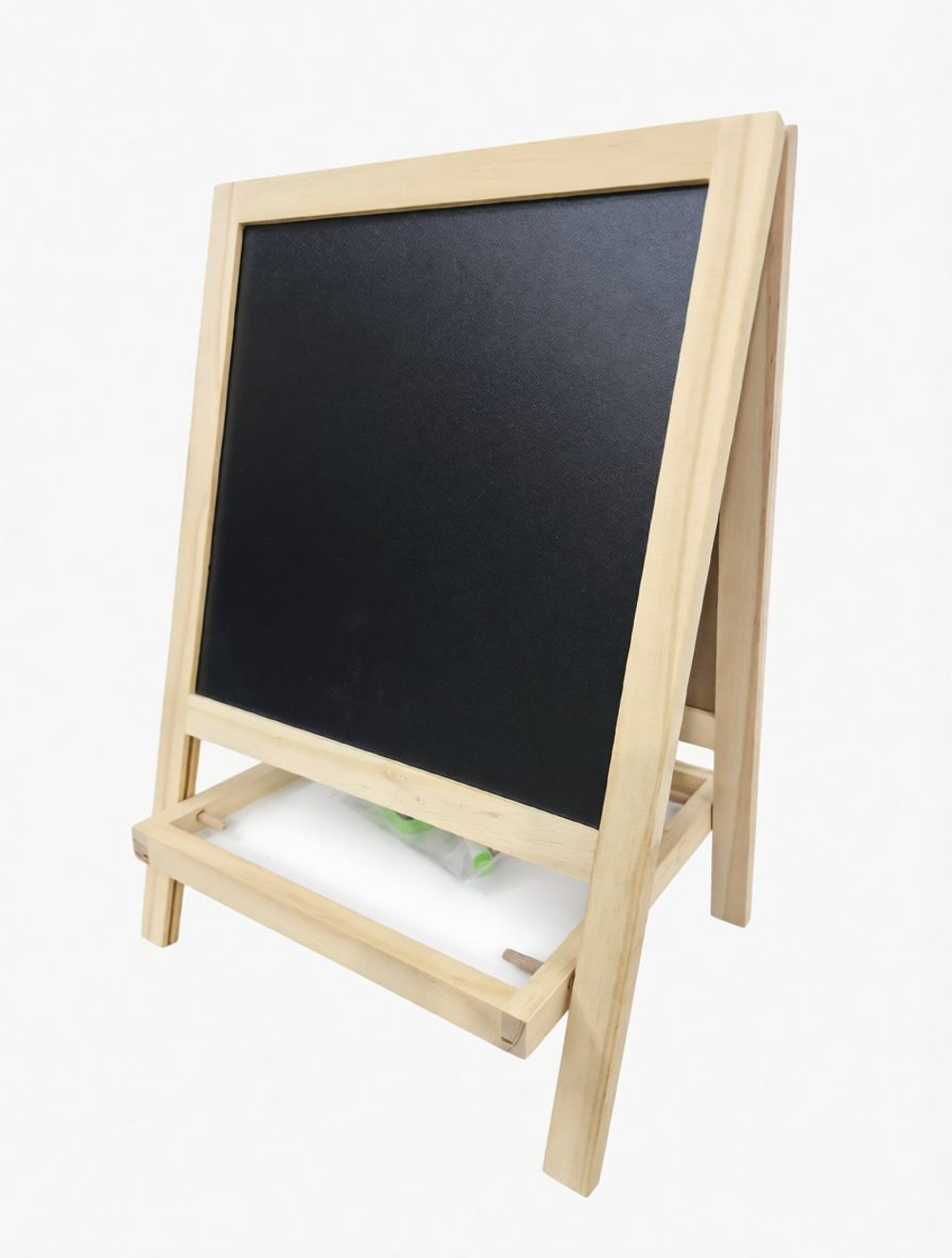 Двусторонний мольберт для детей (40x27x17 см), с магнитной маркерной доской, алфавитом, мелками и маркером