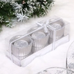 Свечи новогодние «Ёлочка в подсвечнике» 17*6*6см (набор 3шт), Серебро