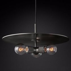 Люстра Rh Utilitaire Disk Triple Pendant Black By Imperiumloft