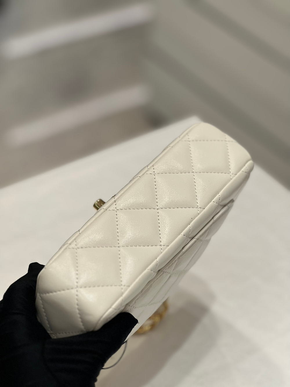 Chane1 Small Flap Bag With Top Handle 21 cm