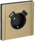 FORTE&PIANO Розетка 1-местная с заземлением с защитными шторками винтовое крепление 16А USB A+C 18Вт FP647M металл шампань IEK