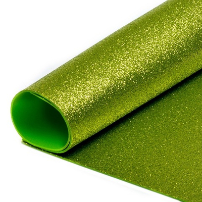 Фоамиран глиттерный, р. 20х30 см, 2 мм, светло-зелёный