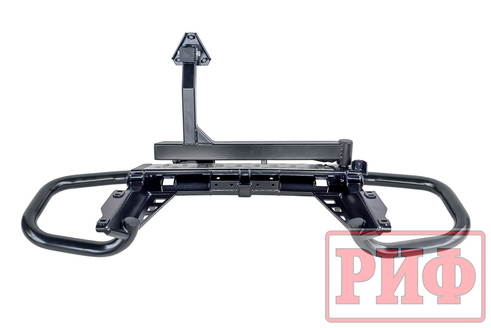 Бампер задний силовой/защита штатного бампера Toyota Land Cruiser Prado 150 c квадратом под фаркоп, калиткой, подсветкой номера РИФ