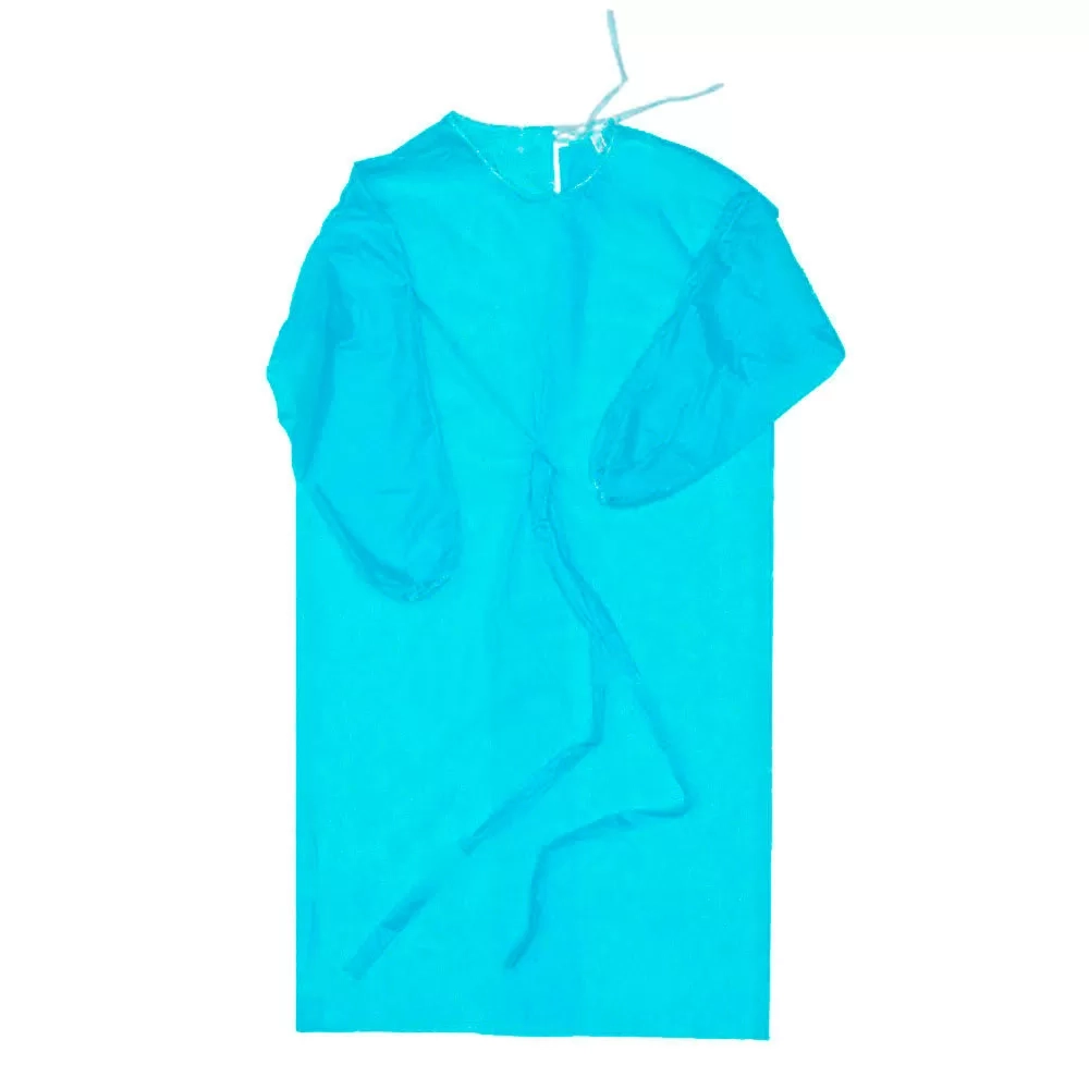 Халат хирургический нестерильный одноразовый 120 см размер 52-54 спанбонд плотность 25 рукава на резинке 10 шт голубой