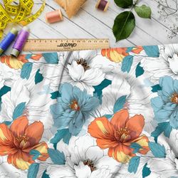 Ткань премиум Оксфорд 600D цветочные яркие акценты