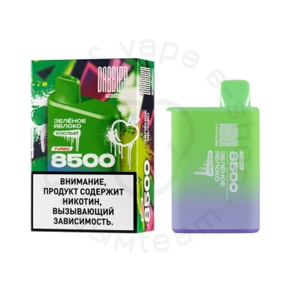 Одноразовая ЭС DABBLER TURBO 8500 с ароматом зелёного яблока, кислый, 20мг/см3, 8,5 мл (М)