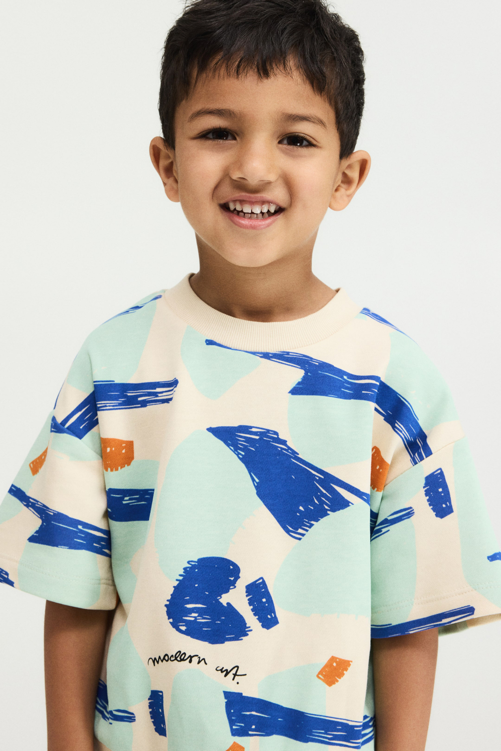 H&M Комплект из толстовки и шорт с принтом, белый/синий