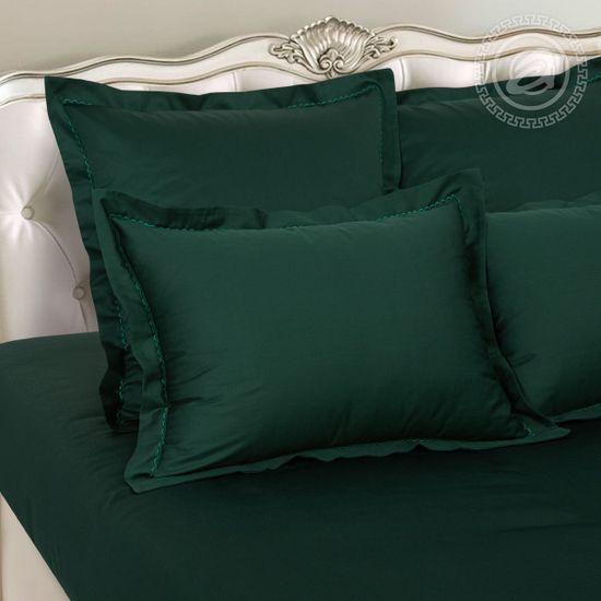 Двуспальный с европростынёй комплект постельного белья Изумруд Мако-сатин