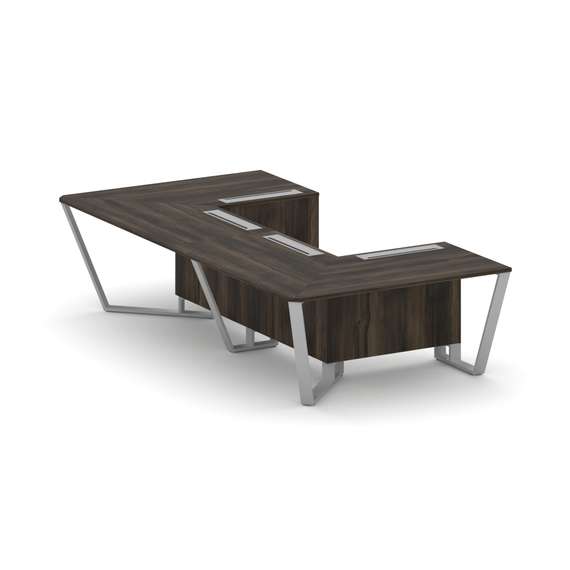 Steel Meet Стол переговорный П-образный KD-PR.B.SP-07P Дуб Мали/Металл Серый 1600*3200*750