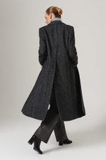 0107 Пальто женское (темно-серый елочка)