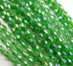 БО005ДС68 Хрустальные бусины-овалы, цвет: зеленый AB прозрачный, размер 6х8 мм, кол-во: 25 шт.