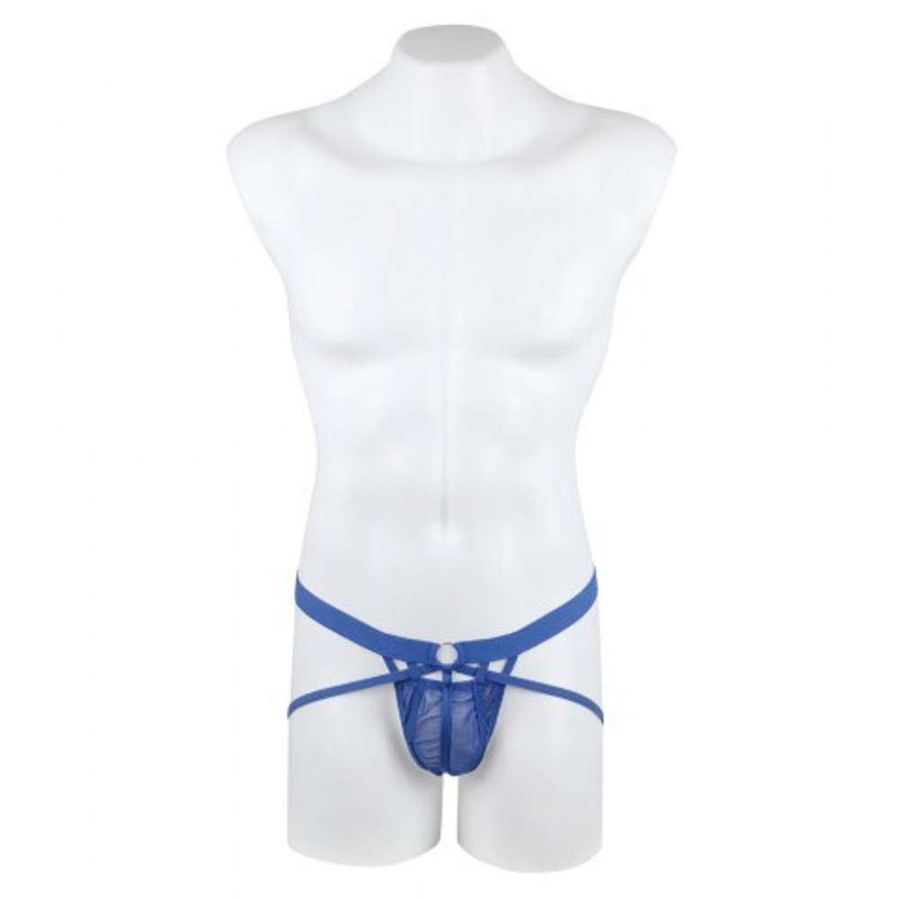 Мужские сексуальные трусики на ремешках синие (S)