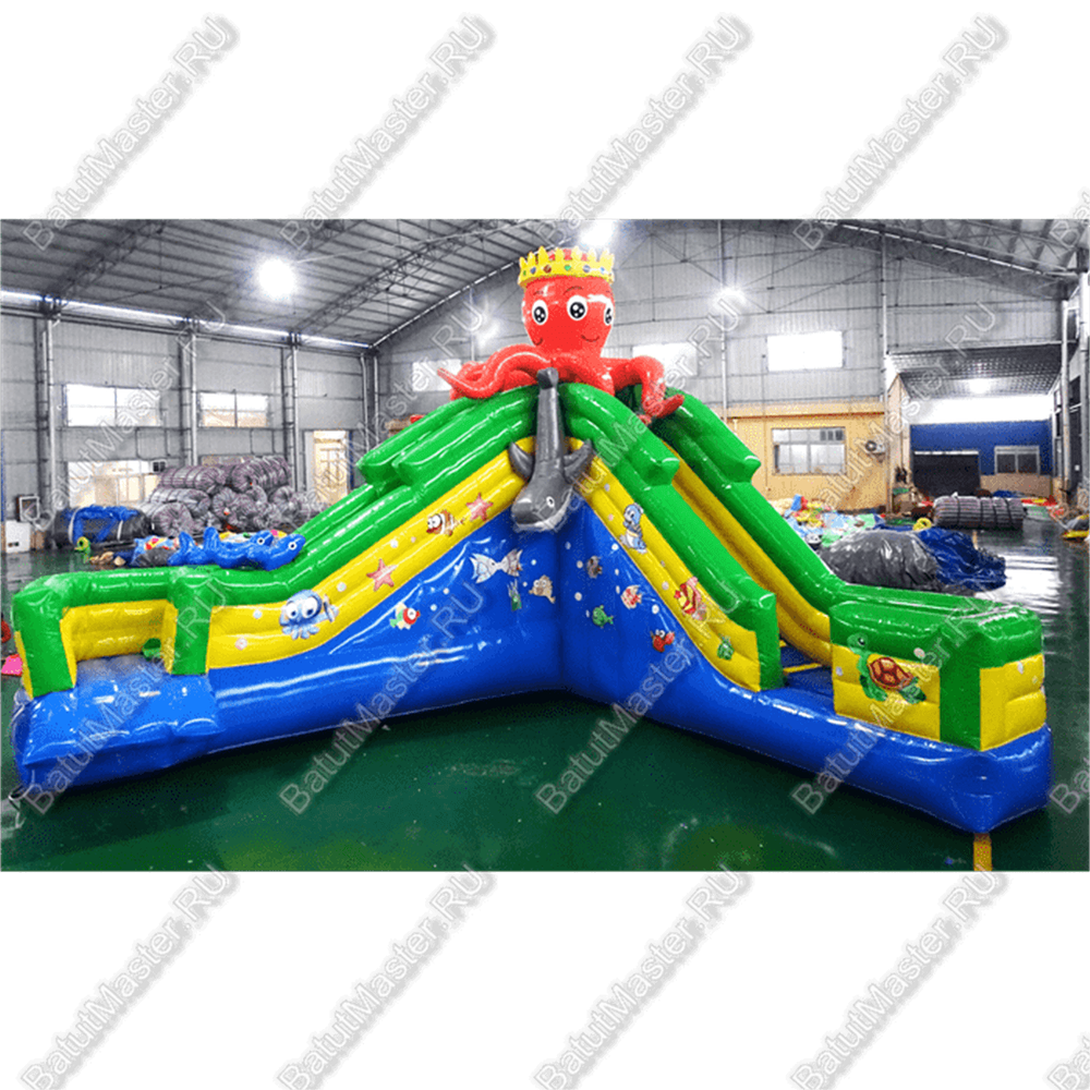 Надувной наземный аквапарк «Осьминог» 23*15*6 м на постоянном поддуве
