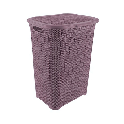 Корзина для белья вязаный узор 50л лиловый