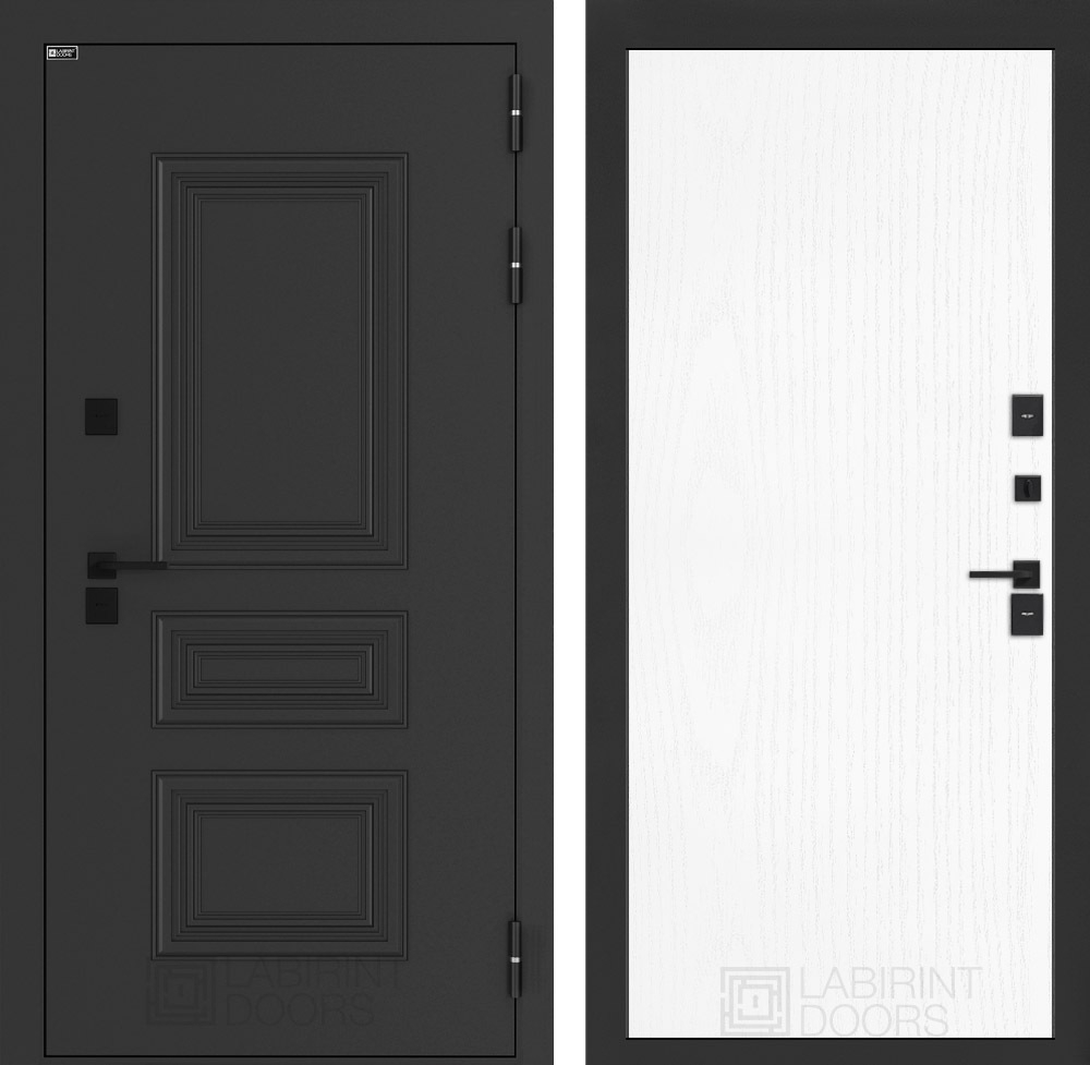 Дверь входная Лабиринт АЛЯСКА ЛАЙТ 07 Белое дерево металлическая