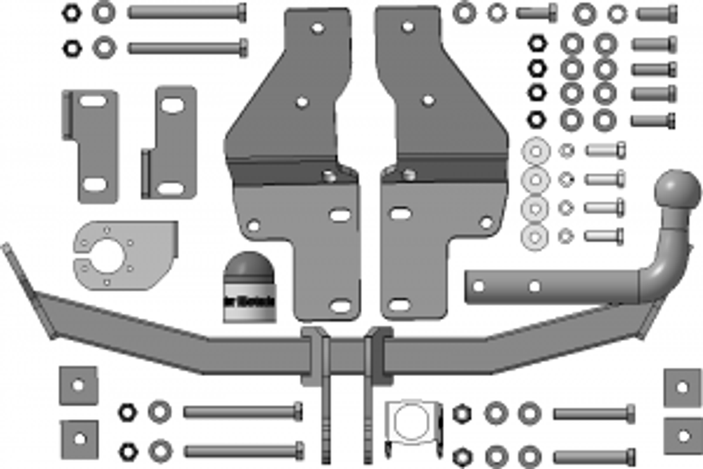 Фаркоп с оцинк. шаром Hyundai Santa Fe 2012-2018, Kia Sorento 2012-2015, кроме Prime крепление шара на двух болтах, (без электрики, паспорт и сертификат в комплекте) Motodor.90908-A